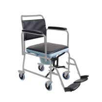 Sedia a Rotelle Comodina Pieghevole con WC per Disabili e Anziani – Ausilio da Bagno con 4 Ruote