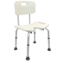 Sedia da Doccia Regolabile in Alluminio con Schienale e Incavo