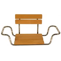 Sedile Vasca da Bagno in Legno con Schienale e Telaio Cromato