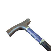 Bastone in Legno Kent con Fascia in Alluminio a Disegno Blu
