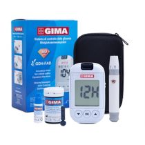 Gima kit completo glucometro con 10 strisce, 10 lancette, penna pungidito, borsa, manuale, bianco