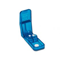Gima tagliapillole con lametta in acciaio inox e scatoletta portapillole blu materiale atossico