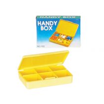 Gima Handy Box portapillole tascabile con sei scomparti in plastica gialla 8x5,5x1,5 cm in scatola