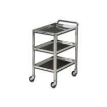 Gima carrello a tre ripiani in acciaio inox con maniglia e bordi, ruote in gomma, argento, 70x50x82 cm