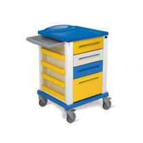 Gima Basic carrello polifunzionale piccolo in acciaio verniciato con finiture in plastica e 4 cassetti