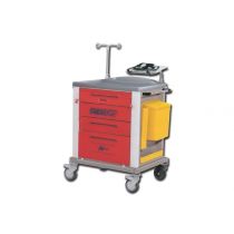 Gima Standard carrello emergenza in acciaio verniciato con 4 cassetti, accessori e ruote antistatiche