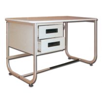 Gima scrivania con due cassetti laterali con serratura struttura in metallo grigio piano bianco 130x71x80 cm