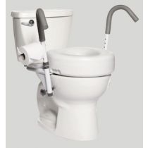 Identites Malta coppia di braccioli regolabili per WC in acciaio con maniglie in schiuma e portarotolo