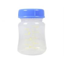 Gima set di 3 biberon per latte materno da 150 ml con tappo in plastica trasparente