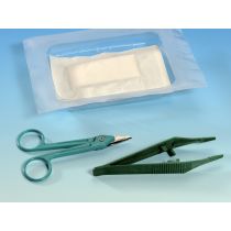 Gima Kit per la rimozione della sutura con pinza anatomica, forbici Littauer e garze sterili