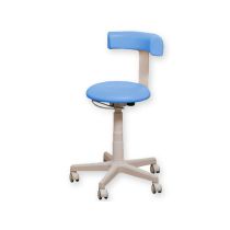 Gima sgabello professionale in acciaio inox con ruote gommate blu chiaro e rivestimento in Peltex