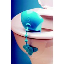 Identites paraspruzzi regolabile per WC con fissaggio adesivo e copertura rimovibile in plastica blu