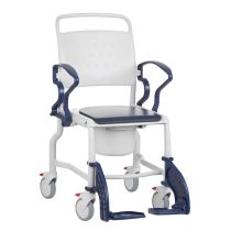 Identites Bonn sedia comoda e doccia con padella igienica, 4 ruote, schienale ergonomico, blu e bianco