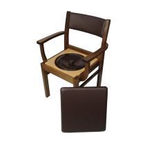 Sedia WC Garde-Robe in Legno Massello con Seduta Imbottita, Schienale Comfort e Secchio Rimovibile