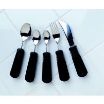 Identites Goodgrip coltello con impugnatura anatomica in gomma antiscivolo acciaio inox nero 18 cm