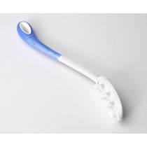 Identites Beauty spazzola per shampoo con manico lungo 36 cm e faccia interna gommata blu bianca