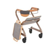 Rollator da Interno SALJOL con Seduta, Freni Doppio Sistema e Vassoio in Legno – Deambulatore Stabile e Maneggevole per Anziani e Disabili