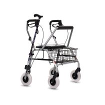 Rollator Bariatrique KIEV, Deambulatore Bariatrico Pieghevole Rinforzato con Seduta, Schienale, Cestino e Portacanne, Portata 280 kg