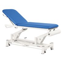 Ecopostural Table d'Esame Idraulica a 2 Sezioni Professionale – Regolazione Altezza 47–85 cm, Schienale Reclinabile a 70°, Portata 175 kg, Imbottitura Comfort, Ruote per Spostamento e Portarotolo