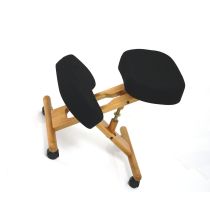 Ergo Accent - Seduta Ergonomica in Legno con Ruote e Cuscini Neri