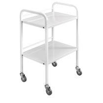 Guéridon a 2 Ripiani in Acciaio Epoxy con Ruote Grandi – Carrello Multiuso Facile da Pulire e Disinfettare