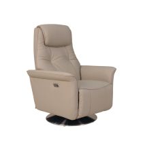 Identites Myst poltrona elevabile a due motori con rotazione 330° beige tessuto o pelle base cromata USB