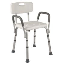 Sedile Doccia Regolabile con Schienale e Braccioli Estraibili