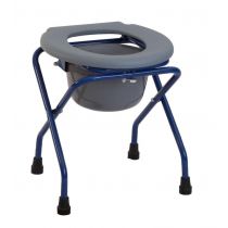 Sgabello WC Pieghevole in Acciaio Blu con Secchio Estraibile