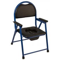 Sedia WC Imbottita Pieghevole in Acciaio Blu con Secchio Estraibile