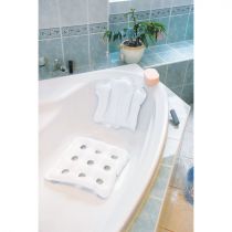 Identites cuscino gonfiabile per vasca da bagno con 4 ventose in spugna morbida bianco 53x40 cm