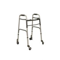 Deambulatore Fisso Pieghevole in Alluminio con Ruote e Bloccaggio