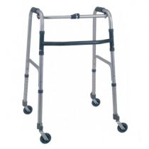 Deambulatore fisso pieghevole con 4 ruote piroettanti