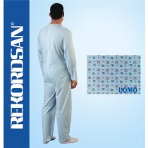 Pigiama medico uomo cotone azzurro zip posteriore Luropas