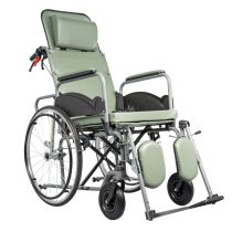 Sedia a Rotelle Reclinabile "PROTEUS I" in Acciaio – Con Supporto Testa e Poggiapiedi Elevabili