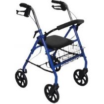 Roller Pieghevole RO10 in Acciaio Blu con 4 Ruote e Sedile