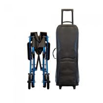 Intermed Companion Carrozzina da Trasporto Pieghevole Leggera – Sedia a Rotelle da Transito in Alluminio con Sacca a Trolley per Viaggi, Freni di Sicurezza per Accompagnatore, Peso 9,2 kg, Blu Metallizzato