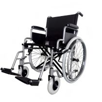 SPES Carrozzina Standard Pieghevole a Doppia Crociera – Sedia a Rotelle in Acciaio Verniciato, Ruote ad Estrazione Rapida, Braccioli Ribaltabili e Pedane Estraibili, Portata 135kg, Grigio Metallizzato