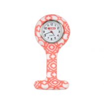 Orologio per Infermieri Fantasia Bianco/rossa- Rilevatore Battito e Polso dei Pazienti