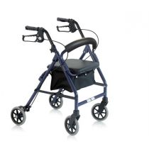 Mopedia Atlante Mini rollator pieghevole in alluminio verniciato con 4 ruote e seduta imbottita nera