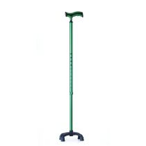 Mopedia bastone da passeggio regolabile in alluminio anodizzato con puntale quadripode e impugnatura morbida verde