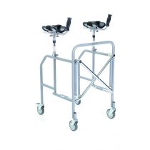 Mopedia deambulatore pieghevole antibrachiale in acciaio verniciato con 4 ruote piroettanti grigio