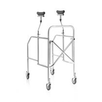 Mopedia deambulatore pieghevole con appoggio sottoascellare in acciaio verniciato e 4 ruote con freni