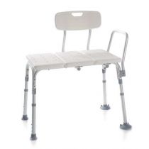Mopedia Onda sedia di trasferimento per vasca con struttura in alluminio e schienale in polietilene bianco