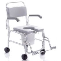 Sedia Comoda WC e Doccia su Ruote in Alluminio con Imbottitura PVC
