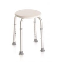 Mopedia sgabello per doccia regolabile in altezza in alluminio anodizzato e polietilene bianco