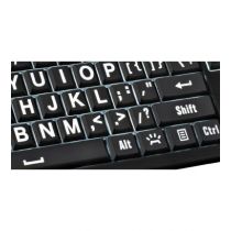 Tastiera Retroilluminata Tasti Neri E Caratteri Bianchi Grandi XL