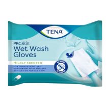 Manopole Pre Imbevute per Detersione Corpo - TENA Wet Wash Glove - Cartone da 30 confezioni
