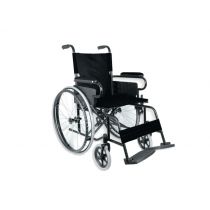 Gima Value carrozzina pieghevole con seduta da 46 cm in nylon e struttura a doppio incrocio nera