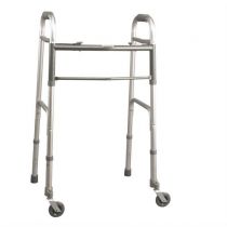 Mopedia deambulatore pieghevole in alluminio anodizzato con 2 ruote piroettanti e 2 puntali antiscivolo