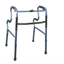 Mopedia deambulatore pieghevole in alluminio blu con doppia impugnatura e 4 puntali antiscivolo